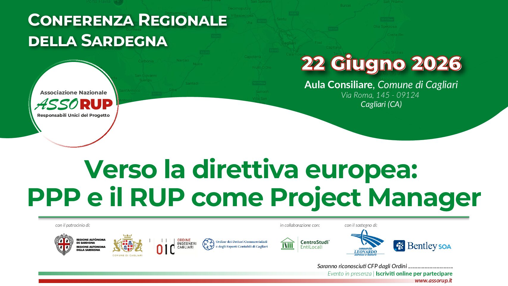 Cagliari, il 22 giugno la Conferenza ASSORUP su appalti, PPP e ruolo del RUP